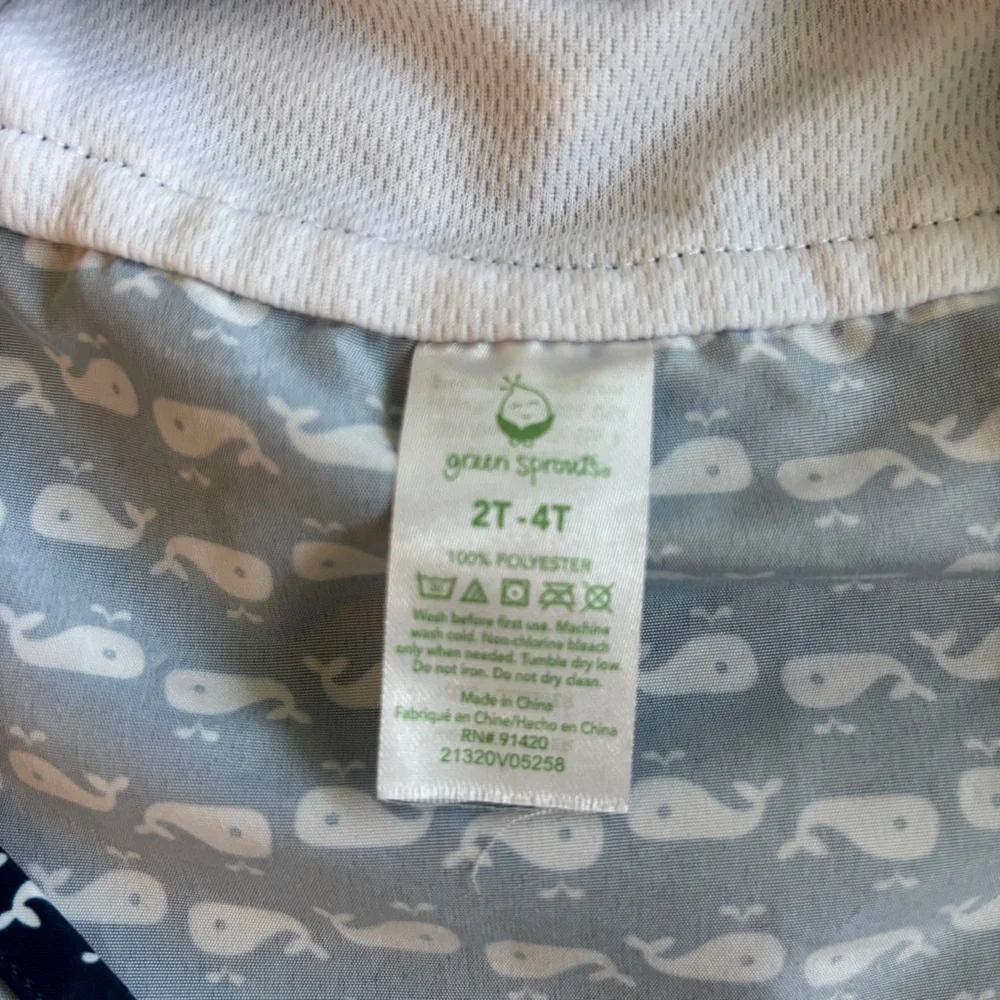 Green Sprouts Navy Whale Print Sun Hat 2T-4T Toddler Bucket Hat